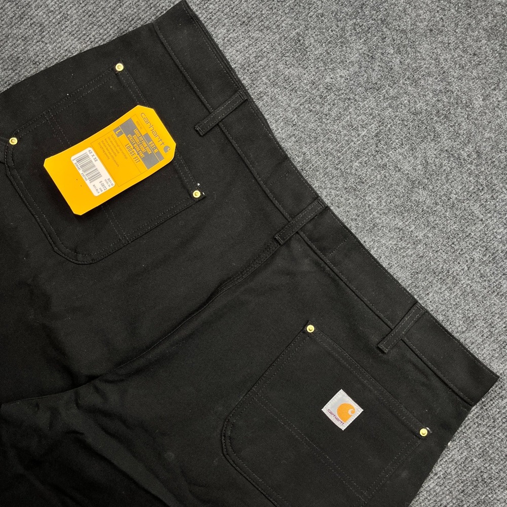 Carhartt B01 Double Front Work Pants Black 42x32 Loose Fit Firm Duck USA Made